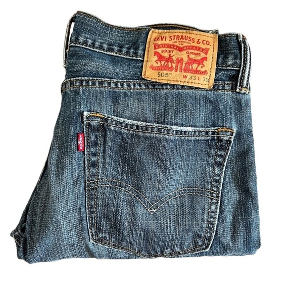 Levi’s 505 Regular Fit Dark Wash Jeans - 33/30 - Picture 1 of 4